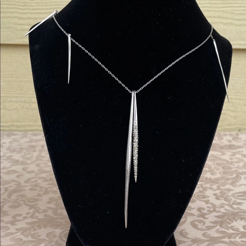 Alexis Bittar Silver Spike Pendant Necklace